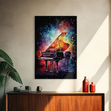 Carregar imagem no visualizador da galeria, Galaxy Themed Grand Piano Wall Art, Musical Instrument Print, Studio Art, Framed Canvas Print, Piano Art, Baby Grand Piano
