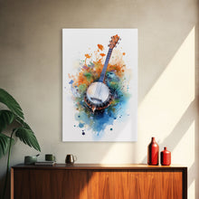 Load image into Gallery viewer, 4 String Banjo Gift, Banjo Wall Art Canvas Print, Country Music Art, Guitar Art, Banjo Poster Print, Banjo Gifts, Musical Art
