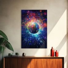 Load image into Gallery viewer, Galaxy Disco Ball, Framed Canvas Print, Music Studio Decor, Graduation Gift
