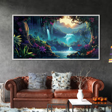 Carregar imagem no visualizador da galeria, Fantasy Forest Wall Art, Waterfalls, Forest Wall Art, Trees Wall Print, Panoramic Art, Wall Art, Canvas Art, Landscape Art, Gaming Wall Art

