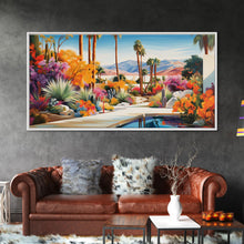 Load image into Gallery viewer, Desert Landscape Wall Art, Mountains Wall Print, Palm Trees Art, Panoramic Art, Wall Art, Canvas Art, Landscape Art, Modern House Art
