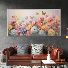 Carregar imagem no visualizador da galeria, Butterfly Wall Art, Flowers Wall Art, Colorful Fowers, Panoramic Art, Wall Art, Canvas Art, Landscape Art, Meadow Art, Botanical Art
