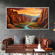 Load image into Gallery viewer, Canyon Wall Art, River Wall Print, Panoramic Art, Wall Art, Canvas Art, Landscape Art, Gift For Him, Rustic Wall Decor, Teen Boy Wall Art
