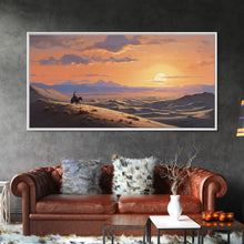 Load image into Gallery viewer, Desert Wall Art, Sunset Wall Print, Cowboy, Horse Art, Panoramic Art, Wall Art, Canvas Art, Landscape Art, Western Wall Decor, Gift For Men
