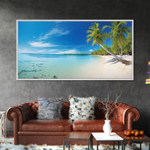Carregar imagem no visualizador da galeria, Beach Wall Art, Seashore Art, Palm Tree Wall Art, Panoramic Art, Wall Art, Canvas Art, Landscape Art, Landscape Print, Beach House Wall Art
