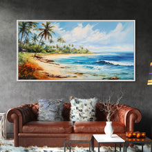 Load image into Gallery viewer, Palm Tree Beach Print, Beach Art, Framed Canvas Art, Original Beach Painting, Palm Tree Poster, Landscape Painting, Tropical Decor
