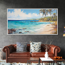 Load image into Gallery viewer, Palm Tree Beach Print, Beach Art, Framed Canvas Art, Original Beach Painting, Palm Tree Poster, Landscape Painting, Tropical Decor
