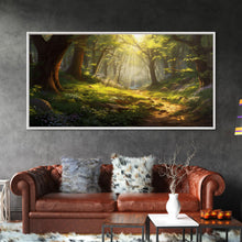Cargar imagen en el visor de la galería, Forest Wall Art, Trees Art Print, Enchanted Forest, Panoramic Art, Wall Art, Canvas Art, Landscape Art Print, Game Room Décor, Cozy Gift
