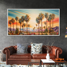 Load image into Gallery viewer, Desert Landscape, Palm Tree Wall Art, Sunset Wall Print, Panoramic Art, Wall Art, Canvas Art, Landscape Art, Thank You Gift, Home Décor
