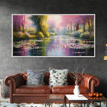 Carregar imagem no visualizador da galeria, Fantasy Art, Lake Wall Print, Water Lilies Wall Art, Trees Wall Art, Panoramic Art, Wall Art, Canvas Art, Landscape Art, Long Wall Art
