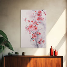 Cargar imagen en el visor de la galería, Cherry Blossom, Japanese Wall Art, Floral Wall Print, Nature Art, Canvas Print, Wall Art, Vertical Art, Modern Home Decor, Gift For The Home
