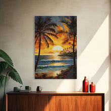 Carregar imagem no visualizador da galeria, Beach Wall Print, Tropical Wall Art, Sunrise Wall Art, Canvas Print, Wall Art, Vertical Print, Entryway Prints, Dorm Room Art, Office Decor
