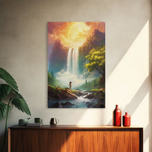 Cargar imagen en el visor de la galería, Surreal Art Prin, River Art, Waterfalls Wall Art, Landscape Print, Canvas Print, Wall Art, Vertical Art, Moving Gift, Game Room Decor
