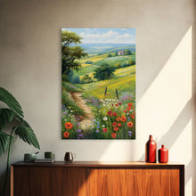Load image into Gallery viewer, Countryside Wall Art, Wildflowers Wall Art, Meadow Wall Print, Canvas Print, Wall Art, Vertical Art, Country Wall Art, Landscape Art
