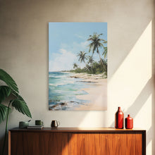 Carregar imagem no visualizador da galeria, Beach Wall Art, Palm Trees Wall Print, Seashore Wall Art, Tropical Art, Canvas Print, Wall Art, Vertical Art, Living Room Prints, Room Decor
