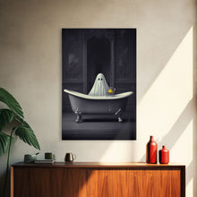 Load image into Gallery viewer, Ghost Bathroom Canvas, Dark Romantic Ghost Standing in Bathroom Creepy,  Ghost in the Bath tub Wall Art Halloween Canvas, Funny Halloween
