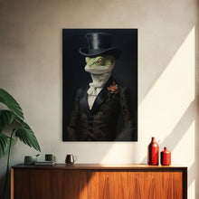 Load image into Gallery viewer, Dark Academia Victorian Gothic Gecko Art, Framed Canvas Print or Canvas, Halloween Art, Spooky Decor, Halloween Decoration, Witch Familiar

