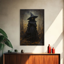 Load image into Gallery viewer, Gothic Witch Art, Framed Halloween Canvas, Canvas Print, Spooky Halloween Wall Art, Halloween Decoration, Witchy Decor
