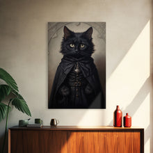 Load image into Gallery viewer, Cute Victorian Cat Portrait, Halloween Decor, Oil Painting Of A Gothic Victorian Cat, Halloween Wall Art, Framed Canvas Print

