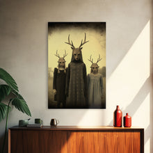 Load image into Gallery viewer, The Cult Of The Deer, Creepy Halloween Wall Art, Framed Canvas Print, Occult Art, Dark Academia, Creepy Photography
