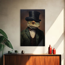 Load image into Gallery viewer, Dark Academia Victorian Gecko Art, Framed Canvas Print or Canvas, Halloween Art, Spooky Decor, Halloween Decoration
