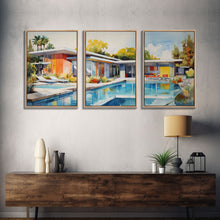 Carregar imagem no visualizador da galeria, Architecture Wall Art, Mid-century House Art,  Canvas Print, Butterflies, Wall Art, 3 Piece Wall Art, Modern Office Art, Home Decor Prints
