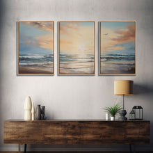Carregar imagem no visualizador da galeria, Beach Wall Art, Seascape Print, Sunset Wall Art, Canvas Print, Wall Art, 3 Piece Wall Art, Beach House Wall Decor, Home Office Art, RV Decor

