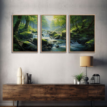 Carregar imagem no visualizador da galeria, Forest Wall Art, Waterfalls Print, Landscape Print, Canvas Print, Set Of 3 Prints, Wall Art, 3 Piece Wall Art, Home Office Art, Office Decor
