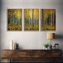 Carregar imagem no visualizador da galeria, Forest Wall Art, Trees Art Print, Wildflower Wall Art, Canvas Print, Wall Art, 3 Piece Wall Art, Birthday Gift, Farmhouse Wall Art, RV Decor
