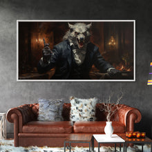 Load image into Gallery viewer, The Victorian Gentleman Werewolf, Halloween Art Print, Framed Canvas Art, Halloween Poster Print, Victorian Dark Academia Oil Painting
