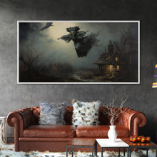 Cargar imagen en el visor de la galería, Cool Witch Art, The Flying Witch, Framed Canvas Print, Halloween Wall Art, Horror Prints, Halloween Decoration, Witch Print, Witchy Art
