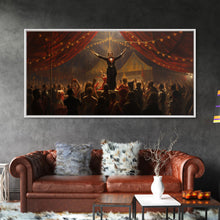 Load image into Gallery viewer, The Cursed Circus, Unique Halloween Art, Framed Canvas Print, Halloween Poster Art, Horror Prints
