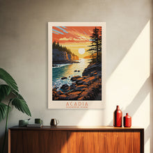 Carregar imagem no visualizador da galeria, Acadia National Park, Framed Wall Art Canvas Print, Travel Poster, Travel Art, Roadtrip Decor, Cool Wall Art, Retro State Park Art

