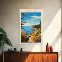 Carregar imagem no visualizador da galeria, Acadia National Park Maine Travel Art, National Park Print, Minimalist Travel Art, Midcentury Modern Style Landscape Painting
