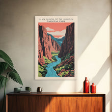 Carregar imagem no visualizador da galeria, Black Canyon Of The Gunnison National Park Travel Art, National Park Art, Minimalist Travel Art, Midcentury Modern Style Landscape Painting
