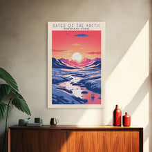 Load image into Gallery viewer, Gates of the Arctic National Park Travel Poster Art, Canvas Print Wall Art, Alaska Travel Art, Midcentury Modern Travel Decor, MCM Wall Art
