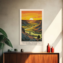 Carregar imagem no visualizador da galeria, Theodore Roosevelt National Park Travel Art, National Park Print, Minimalist Travel Art, Midcentury Modern Style Landscape Painting
