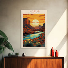Carregar imagem no visualizador da galeria, Big Bend National Park, Framed Wall Art Canvas Print, Travel Poster, Texas Travel Art, Roadtrip Decor, Cool Art, Retro State Park Art
