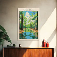Cargar imagen en el visor de la galería, Congaree National Park Travel Poster Print, Canvas Print Wall Art, South Carolina Travel Art, Midcentury Modern Travel Decor
