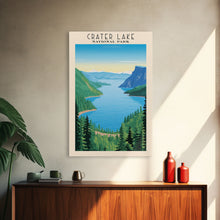 Load image into Gallery viewer, Crater Lake National Park Oregon Travel Art, National Park Print, Minimalist Travel Art, Midcentury Modern Style Landscape Painting
