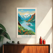 Carregar imagem no visualizador da galeria, Glacier Bay National Park Travel Poster Art, Canvas Print Wall Art, Alaska Travel Art, Midcentury Modern Travel Decor, MCM Wall Art
