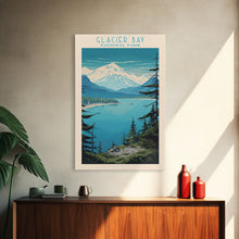 Load image into Gallery viewer, Glacier Bay National Park Alaska Travel Art, National Park Print, Minimalist Travel Art, Midcentury Modern Style Landscape Painting
