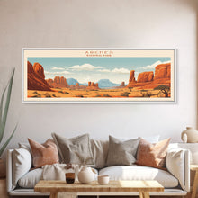 Carregar imagem no visualizador da galeria, Arches National Park, Panoramic Utah Travel Art, National Park Print, Minimalist Travel Art, Midcentury Modern Style Landscape
