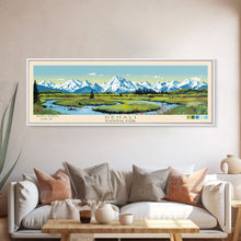 Load image into Gallery viewer, Denali National Park, Panoramic Alaska Travel Art, National Park Print, Minimalist Travel Art, Midcentury Modern Style Landscape

