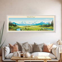 Load image into Gallery viewer, Denali National Park, Panoramic Alaska Travel Art, National Park Print, Minimalist Travel Art, Midcentury Modern Style Landscape
