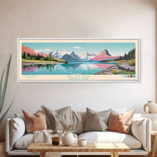 Carregar imagem no visualizador da galeria, Glacier National Park, Panoramic Montana Travel Art, National Park Print, Minimalist Travel Art, Midcentury Modern Style Landscape

