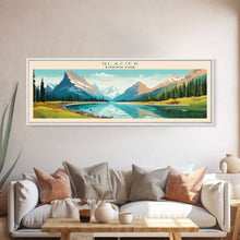 Carregar imagem no visualizador da galeria, Glacier National Park, Panoramic Montana Travel Art, National Park Print, Minimalist Travel Art, Midcentury Modern Style Landscape
