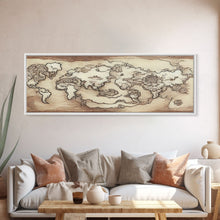 Load image into Gallery viewer, RPG World Map Concept Art, Ready To Hang Canvas Print, Panoramic Art, Extra Wide Wall Decor, Cool Mancave Art, D&amp;D, DND
