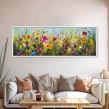 Carregar imagem no visualizador da galeria, Framed Canvas Print of Original painting, Large wall art, Boho wall décor, Flower painting, Home decor, Modern art, Bedroom decor, Panoramic
