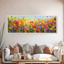 Carregar imagem no visualizador da galeria, Framed Canvas Print of Original painting, Large wall art, Boho wall décor, Flower painting, Home decor, Modern art, Bedroom decor, Panoramic
